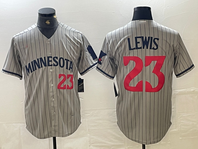 Minnesota Twins #23 Royce Lewis Number 2023 Grey Home Team Cool Base Stitched Baseball Jersey