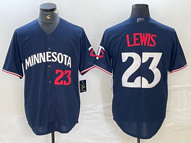 Minnesota Twins #23 Royce Lewis Number 2023 Navy Blue Cool Base Stitched Baseball Jersey