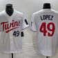 Minnesota Twins #49 Pablo Lopez Number White Stitched Cool Base Baseball Jersey