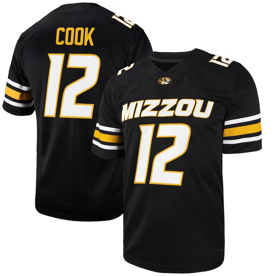 M.Tigers #12 Brady Cook NIL Football Player Jersey - Black American College Jerseys