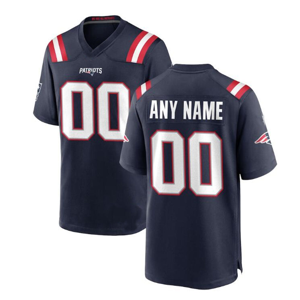 Custom NE.Patriots Navy Game Jersey Stitched American Football Jerseys