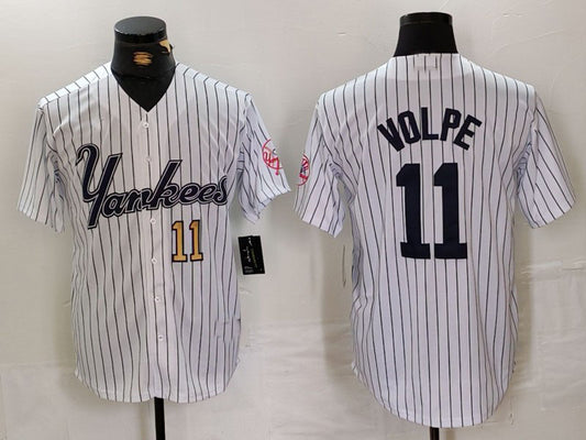 New York Yankees #11 Anthony Volpe White Pinstripe Fashion Cool Base Baseball Jerseys