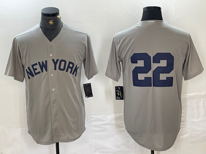 New York Yankees #22 Juan Soto 2021 Grey Field of Dreams Cool Base Stitched Baseball Jersey