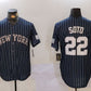 New York Yankees #22 Juan Soto Navy Pinstripe Fashion Cool Base Baseball Jersey