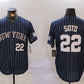 New York Yankees #22 Juan Soto Navy Pinstripe Fashion Cool Base Baseball Jersey