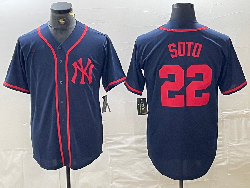 New York Yankees #22 Juan Soto Navy Red Fashion Cool Base Baseball Jersey