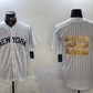 New York Yankees #22 Juan Soto White Pinstripe Without Name Fashion Cool Base Stitched Baseball Jersey