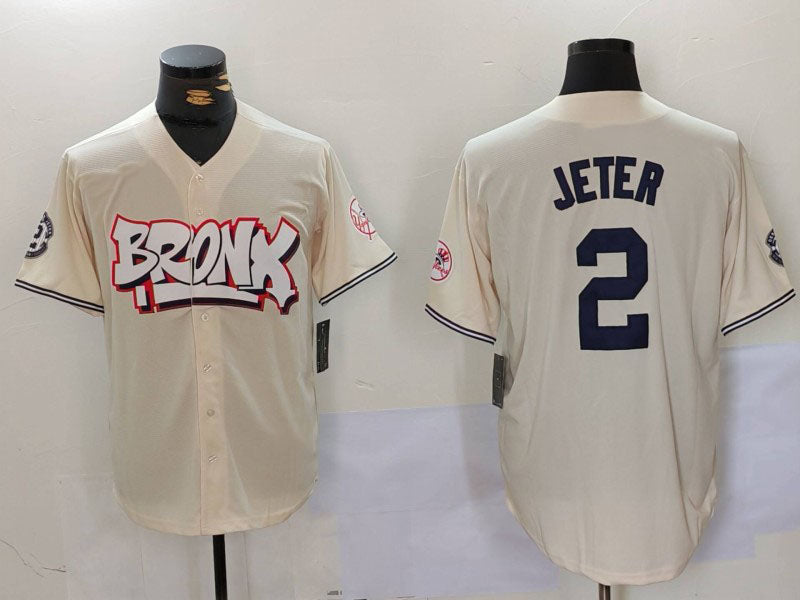 New York Yankees #2 Derek Jeter Cream Limited Stitched Baseball Jersey