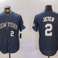 New York Yankees #2 Derek Jeter Navy Pinstripe Fashion Cool Base Baseball Jersey