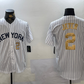 New York Yankees #2 Derek Jeter White Pinstripe Fashion Cool Base Stitched Baseball Jersey