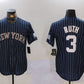 New York Yankees #3 Babe Ruth Navy Pinstripe Fashion Cool Base Baseball Jersey