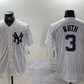 New York Yankees #3 Babe Ruth White Name Stitched Cool Base Limited Stitched Baseball Jersey