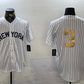 New York Yankees #3 Babe Ruth White Pinstripe Without Name Fashion Cool Base Stitched Baseball Jersey