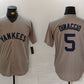 New York Yankees #5 Joe DiMaggio Name Grey Stitched Throwback Baseball Jerseys