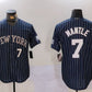 New York Yankees #7 Mickey Mantle Navy Pinstripe Fashion Cool Base Baseball Jersey