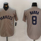 New York Yankees #8 Barra Name Grey Stitched Throwback Baseball Jerseys