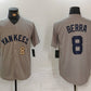 New York Yankees #8 Yogi Berra Grey Throwback Stitched Cool Base Baseball Jerseys