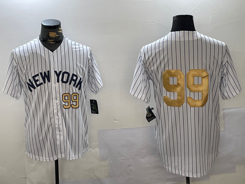 New York Yankees #99 Aaron Judge White Pinstripe Without Name Fashion Cool Base Stitched Baseball Jersey