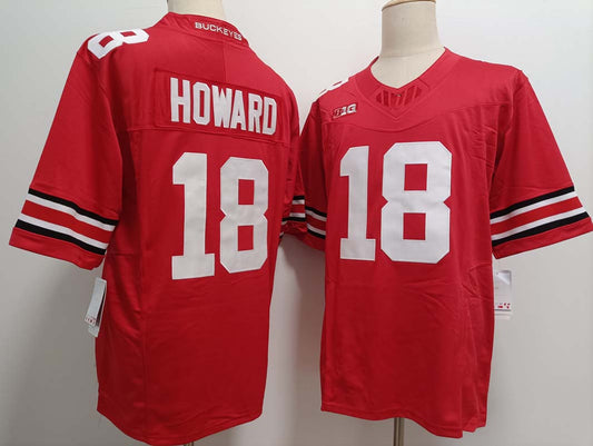 O.State Buckeyes #18 Will Howard Red FUSE Stitched American College Jerseys