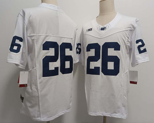 P.State Nittany Lions #26 Saquon Barkley Without Name White FUSE Football Stitched College Jerseys