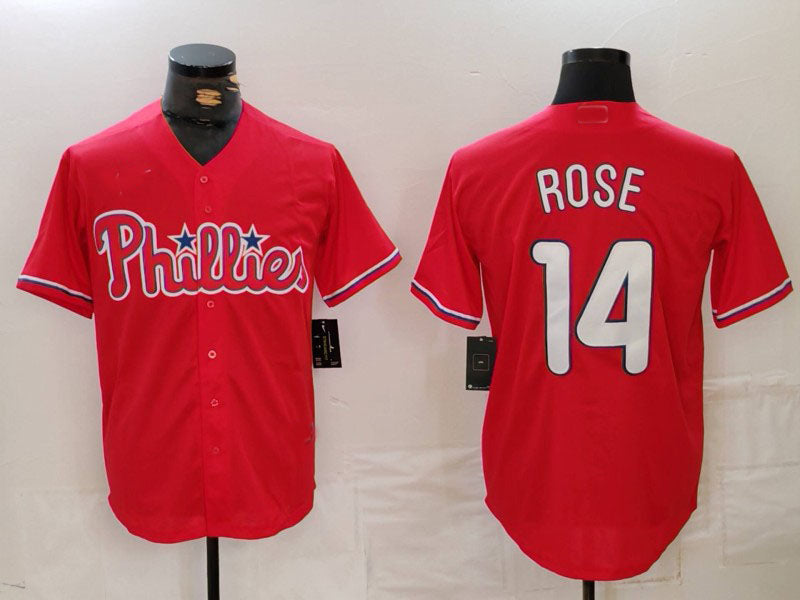 Philadelphia Phillies #14 Pete Rose Red Cool Base Stitched Baseball Jersey