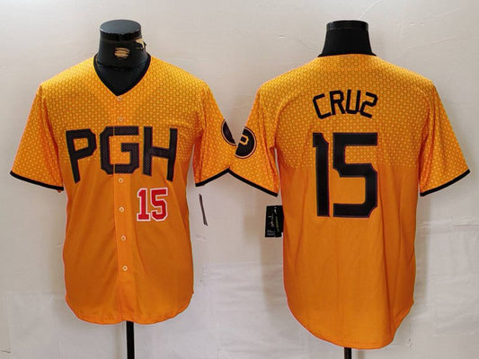 Pittsburgh Pirates #15 Oneil Cruz Yellow 2023 City Connect Stitched Baseball Jersey