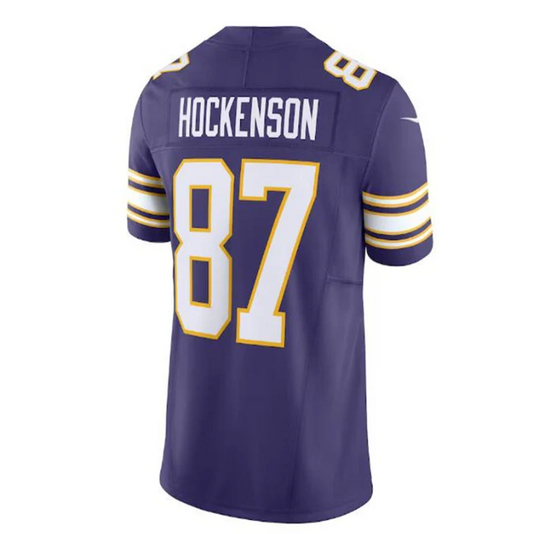 MN.Vikings #87 T.J. Hockenson Classic Vapor F.U.S.E. Limited Jersey - Purple Stitched American Football Jerseys