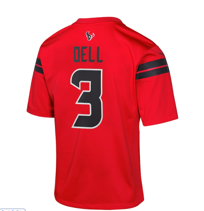 H.Texans #3 Tank Dell Alternate Game Jersey - Red American Football Jerseys