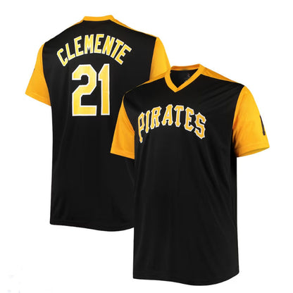 Pittsburgh Pirates #21 Roberto Clemente Cooperstown Collection Player Replica Jersey - Black Gold Baseball Jerseys