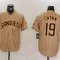 San Diego Padres #19 Tony Gwynn Khaki Team Logo Stitched Cool Base Baseball Jersey