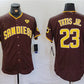 San Diego Padres #23 Fernando Tatis Jr. Brown With PS Patch Flex Base Stitched Baseball Jersey