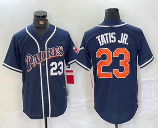 San Diego Padres #23 Fernando Tatis Jr Navy Blue Stitched Cool Base Throwback Baseball Jersey