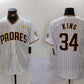 San Diego Padres #34 Michael King White With PS Patch Cool Base Stitched Baseball Jersey