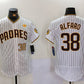 San Diego Padres #38 Jorge Alfaro White With PS Patch Stitched Flex Base Baseball Jersey