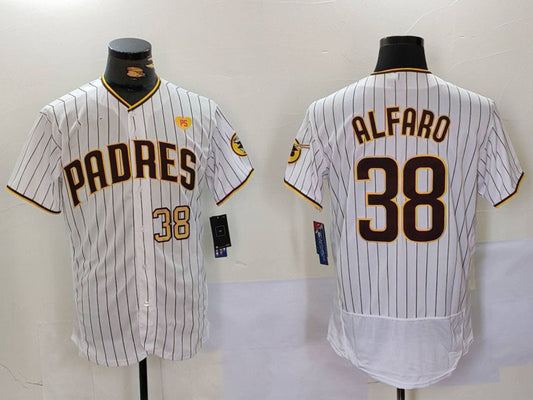 San Diego Padres #38 Jorge Alfaro White With PS Patch Stitched Flex Base Baseball Jersey