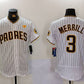 San Diego Padres #3 Jackson Merrill White With PS Patch Stitched Flex Base Baseball Jersey