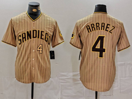 San Diego Padres #4 Luis Arraez Tan Cool Base Stitched Baseball Jersey