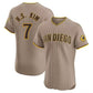 San Diego Padres #7 Ha Seong Kim White Stitched Cool Base Brown Baseball Jersey