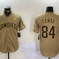 San Diego Padres #84 Dylan Cease Khaki Team Logo With PS Patch Stitched Cool Base Baseball Jersey