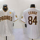 San Diego Padres #84 Dylan Cease White Team Logo With PS Patch Stitched Cool Base Baseball Jersey