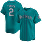 Seattle Mariners #2 Justin Turner Aqua Alternate Limited Stitched Baseball Jersey