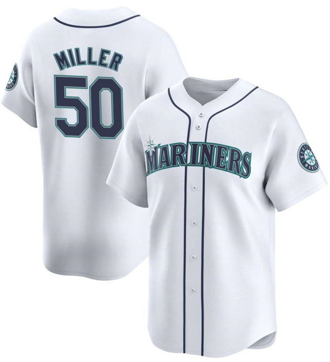 Seattle Mariners #50 Bryce Miller White Home Limited Stitched Baseball Jersey