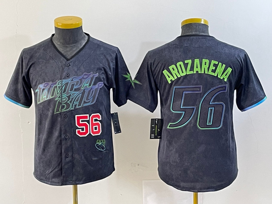 Tampa Bay Rays #56 Randy Arozarena Number Charcoal 2024 City Connect Limited Stitched Baseball Jerseys