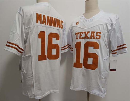 T.Longhorns #16 Peyton Manning White F.U.S.E Stitched American College Jerseys