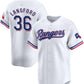 Texas Rangers #36 Wyatt Langford White 2024 Gold Collection Cool Base Baseball Stitched Jersey