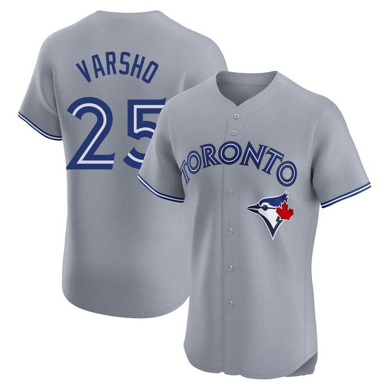 Toronto Blue Jays #25 Daulton Varsho Grey Cool Base Stitched Baseball Jersey