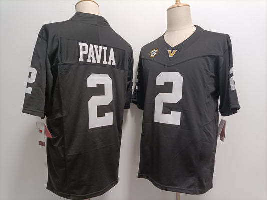 V.Commodores #2 Diego Pavia Black FUSE Football Stitched American College Jerseys