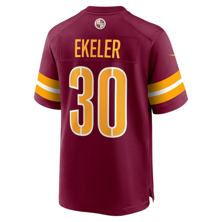 W.Commanders #30 Austin Ekeler Game Player Jersey - Burgundy American Football Jerseys