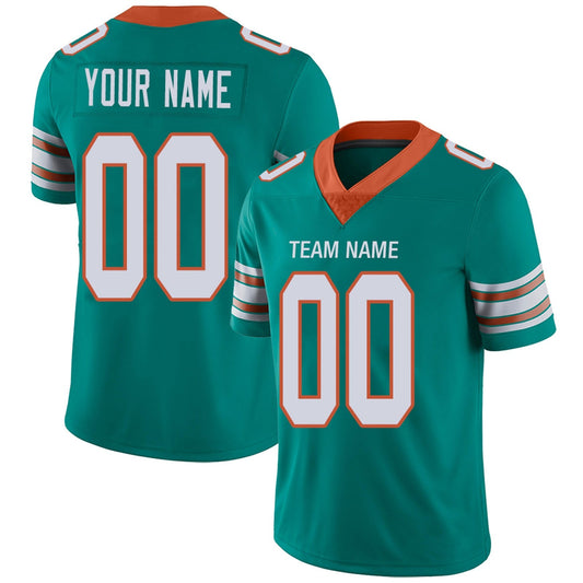 Custom M.Dolphins Football Jerseys Team Player or Personalized Design Your Own Name for Men's Women's Youth Jerseys Aqua