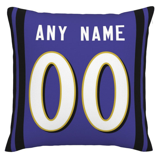 Custom B.Ravens Pillow Purple Football Team Decorative Throw Pillow Case Print Personalized Football Style Fans Letters & Number Birthday Gift Football Pillows